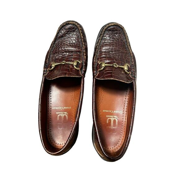 ALLEN EDMONDS Size 7.5D Grand Cayman Brown Croc Horse‎ Bit Loafers Shoes